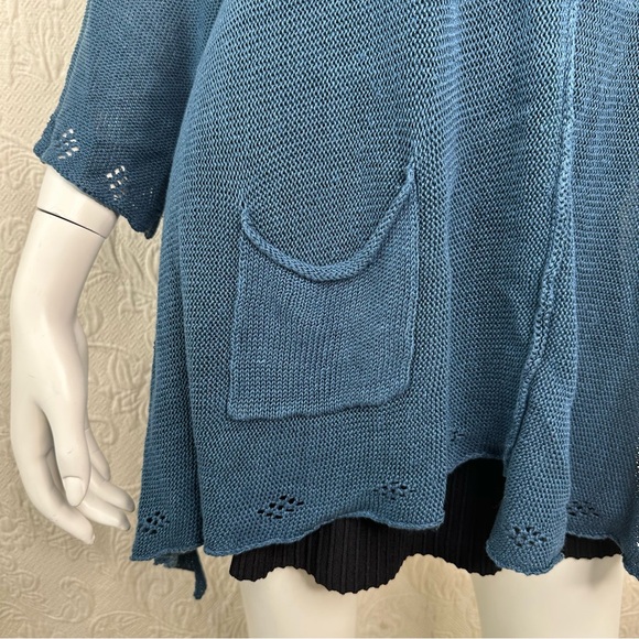 Cheyenne OSFM Teal Boatneck Sweater with Pointelle Hem - Picture 3 of 12
